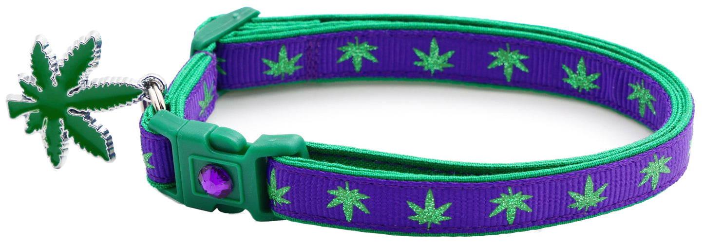 Marijuana Leaves Breakaway Cat Collar - Pugs2Persians - Little Red General Store