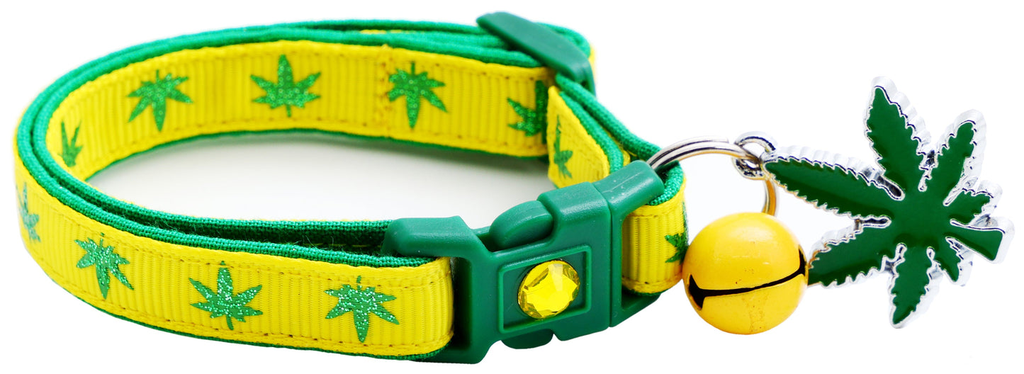 Marijuana Leaves Breakaway Cat Collar - Pugs2Persians - Little Red General Store