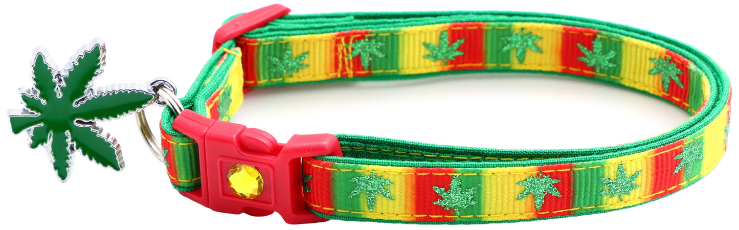 Marijuana Leaves Breakaway Cat Collar - Pugs2Persians - Little Red General Store