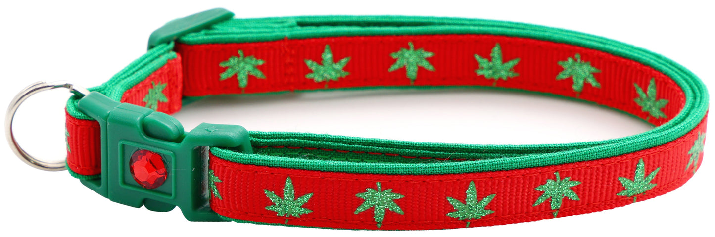 Marijuana Leaves Breakaway Cat Collar - Pugs2Persians - Little Red General Store