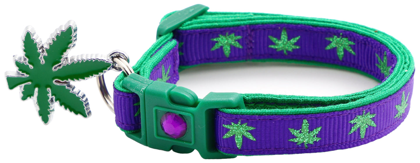 Marijuana Leaves Breakaway Cat Collar - Pugs2Persians - Little Red General Store
