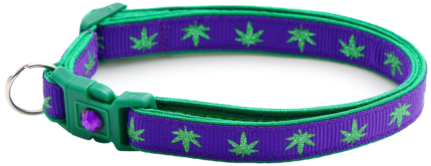 Marijuana Leaves Breakaway Cat Collar - Pugs2Persians - Little Red General Store
