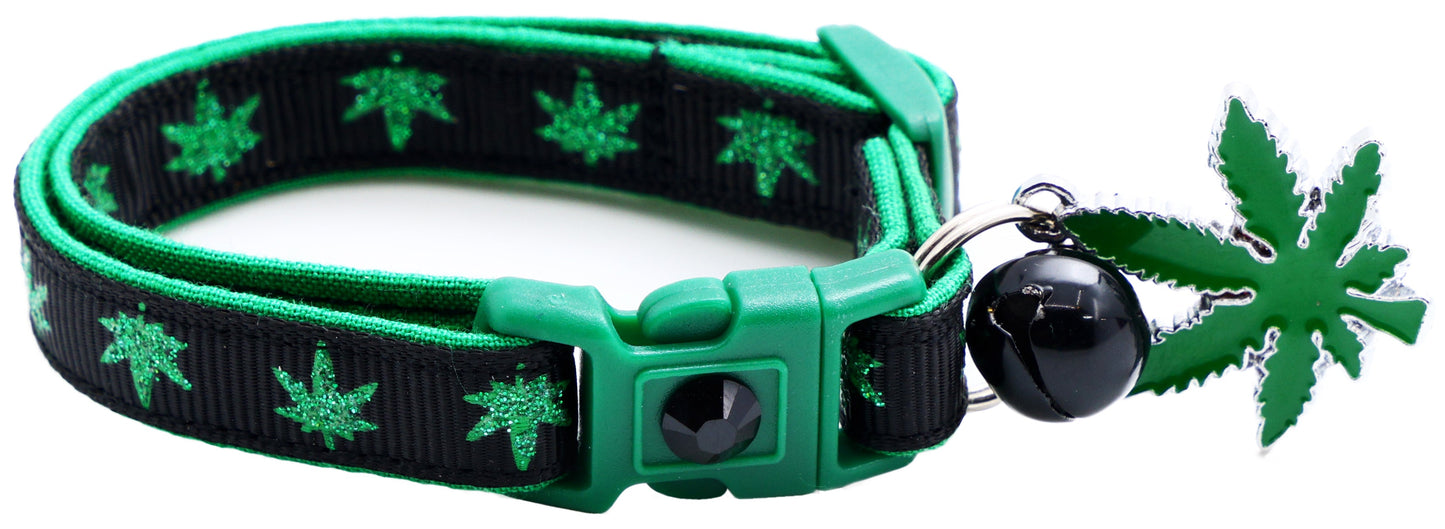 Marijuana Leaves Breakaway Cat Collar - Pugs2Persians - Little Red General Store