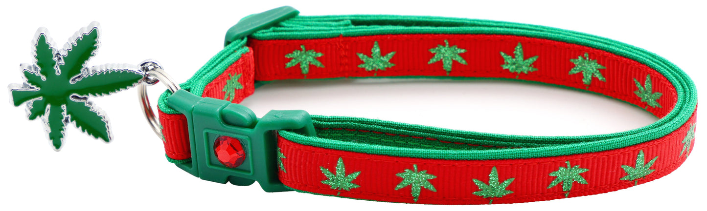 Marijuana Leaves Breakaway Cat Collar - Pugs2Persians - Little Red General Store
