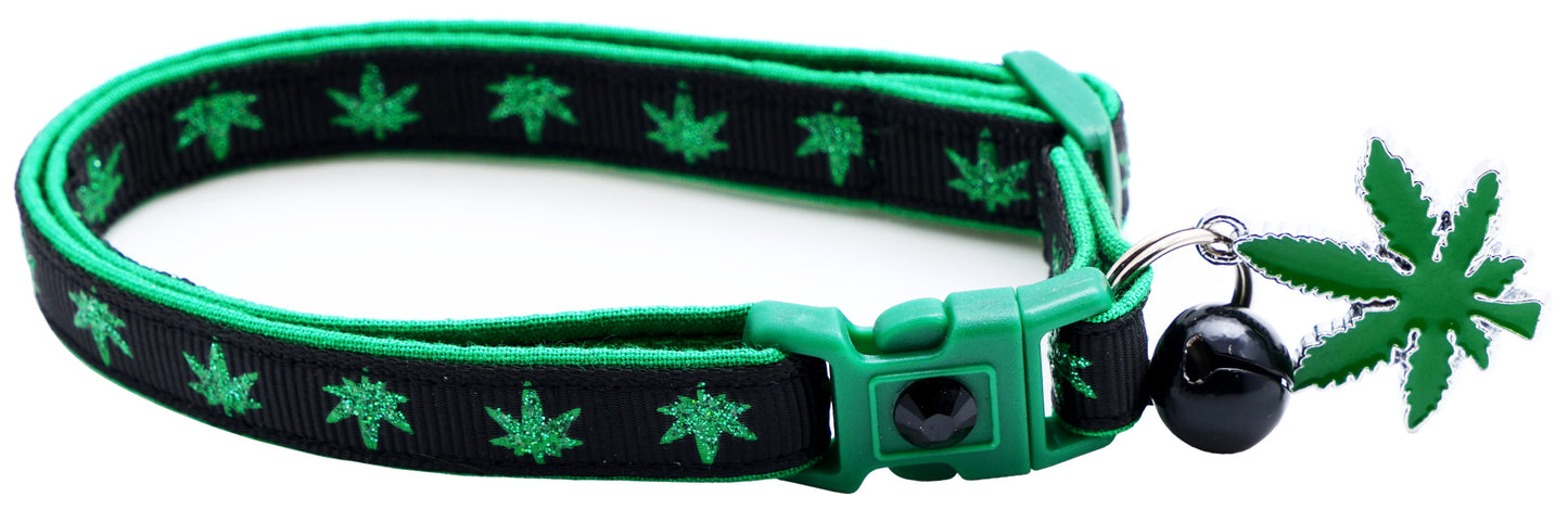 Marijuana Leaves Breakaway Cat Collar - Pugs2Persians - Little Red General Store