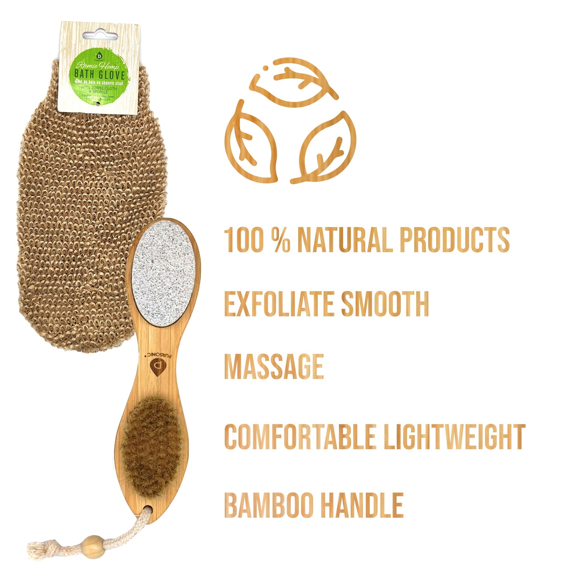 Sisal Hemp Bath Glove, Pack of 2, and 4 - in - 1 Foot Scrubber Bundle - Pursonic - Little Red General Store