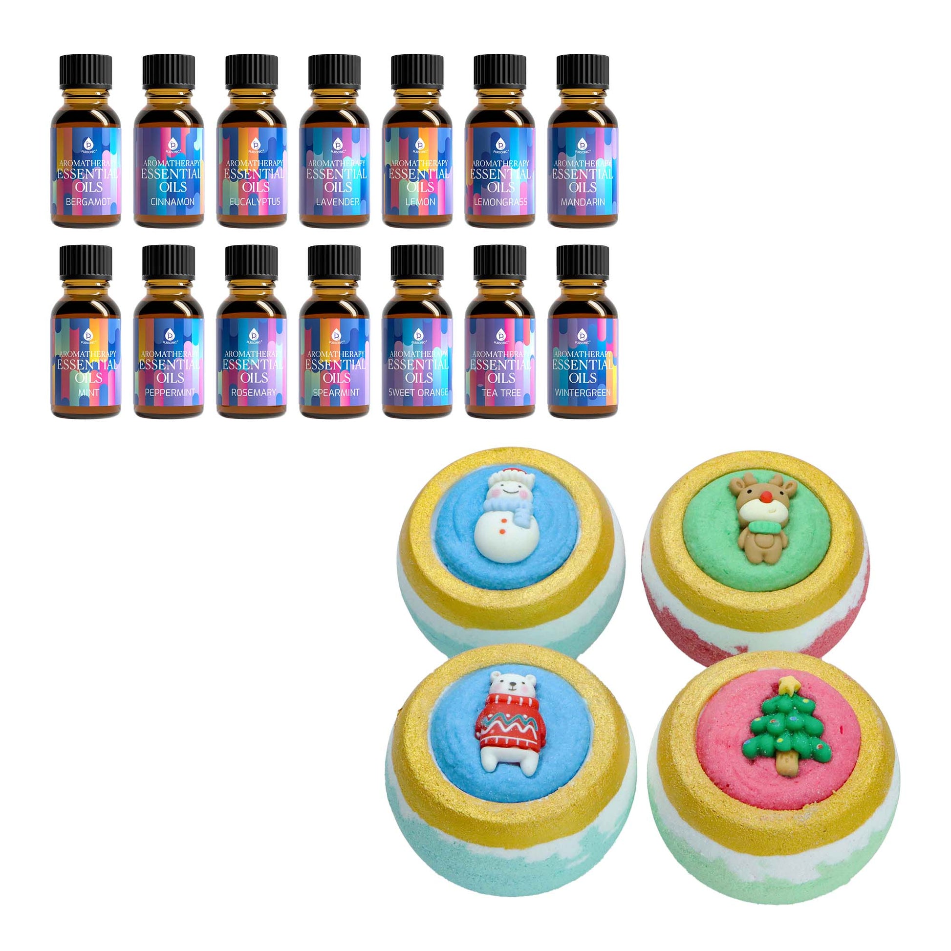 Holiday Bliss Gift Set: Aromatherapy Bath Bombs & Essential Oils - Pursonic - Little Red General Store
