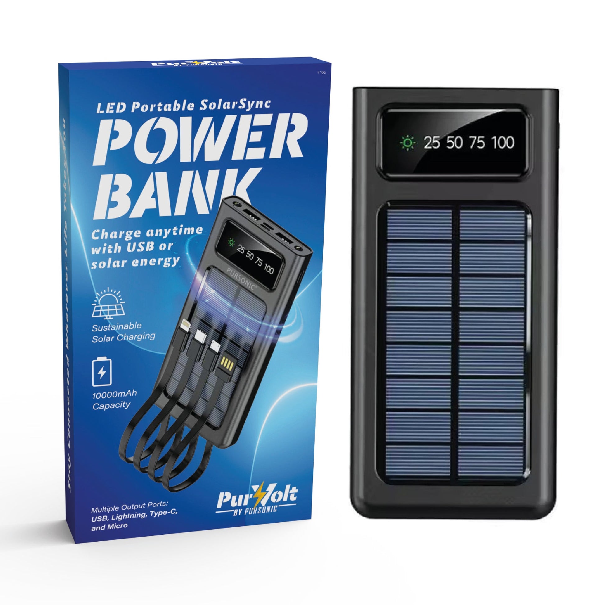 LED Portable Solarsync Power Bank – PoLED Portable Solarsync Power Bank – Power Anytime, Anywherewer Anytime, Anywhere - Pursonic - Little Red General Store