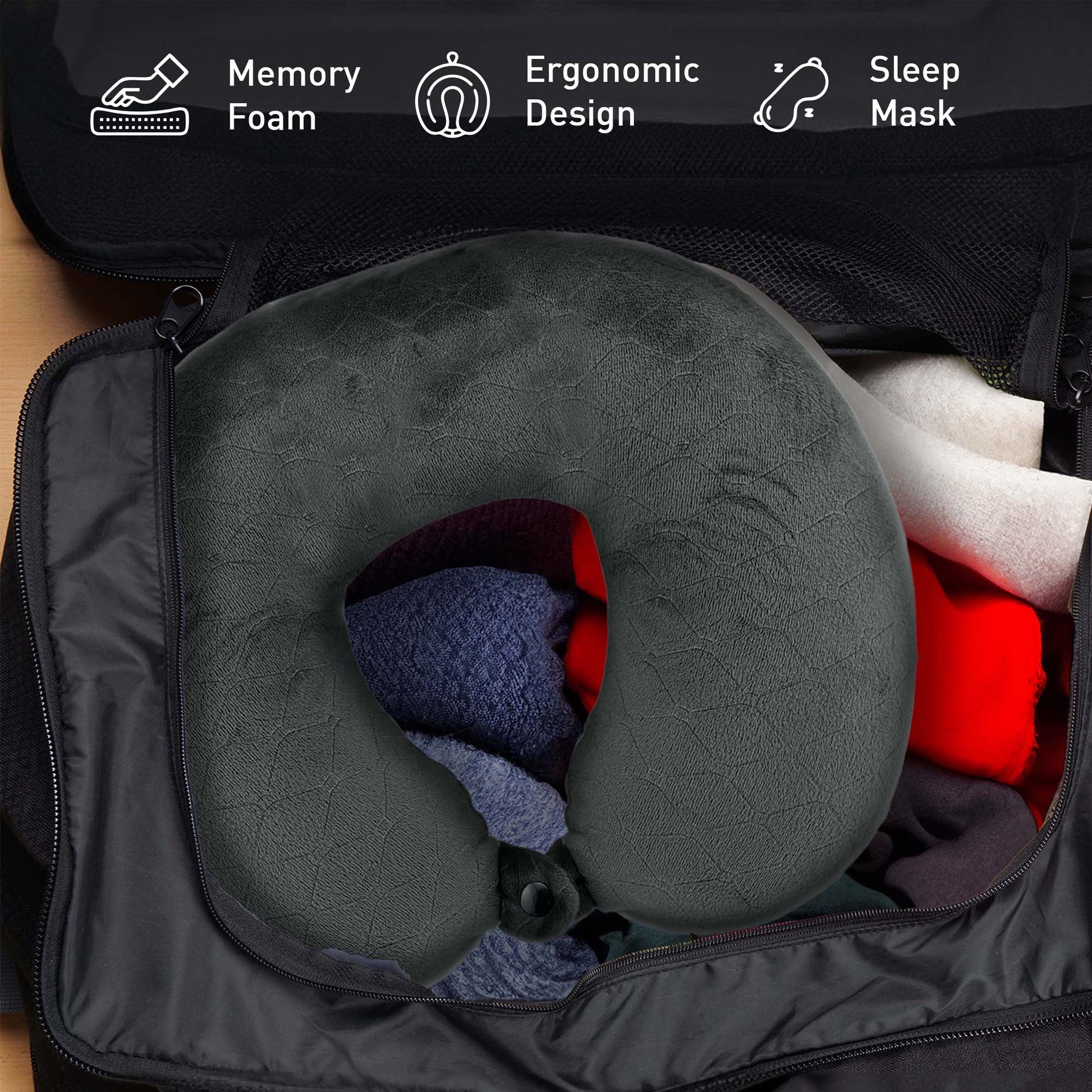 Mindful Traveler Bundle: Memory Foam Travel Pillow with Sleep Mask & Purtag Tracker - Pursonic - Little Red General Store