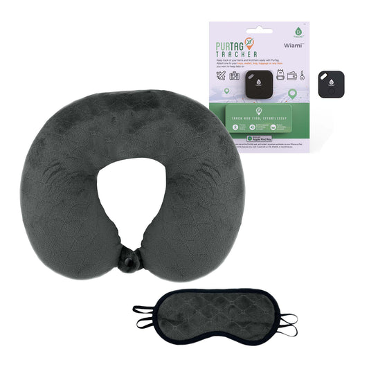 Mindful Traveler Bundle: Memory Foam Travel Pillow with Sleep Mask & Purtag Tracker - Pursonic - Little Red General Store