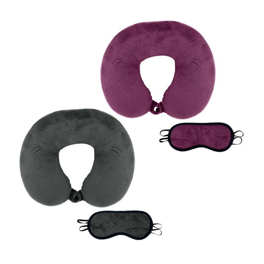 2 Memory Foam Travel Pillows with Sleep Masks – Ultimate Comfort for Couples on the Go - Pursonic - Little Red General Store