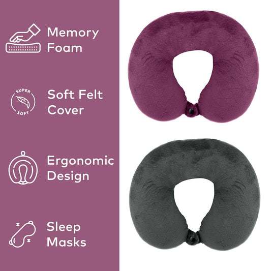 2 Memory Foam Travel Pillows with Sleep Masks – Ultimate Comfort for Couples on the Go - Pursonic - Little Red General Store