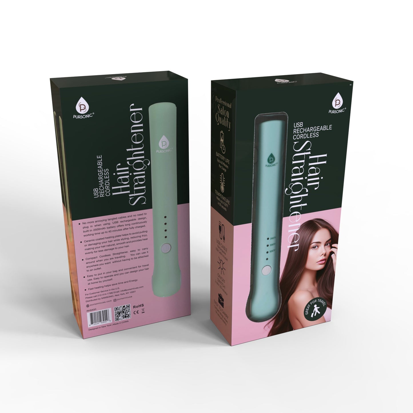 USB Rechargeable Cordless Hair Straightener - Pursonic - Little Red General Store