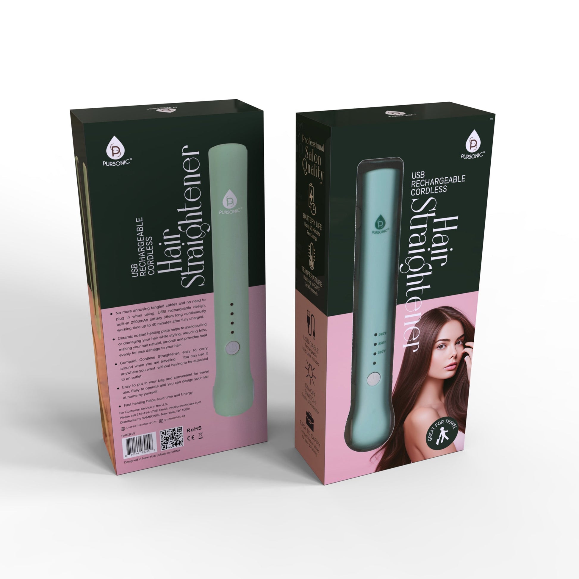 USB Rechargeable Cordless Hair Straightener - Pursonic - Little Red General Store