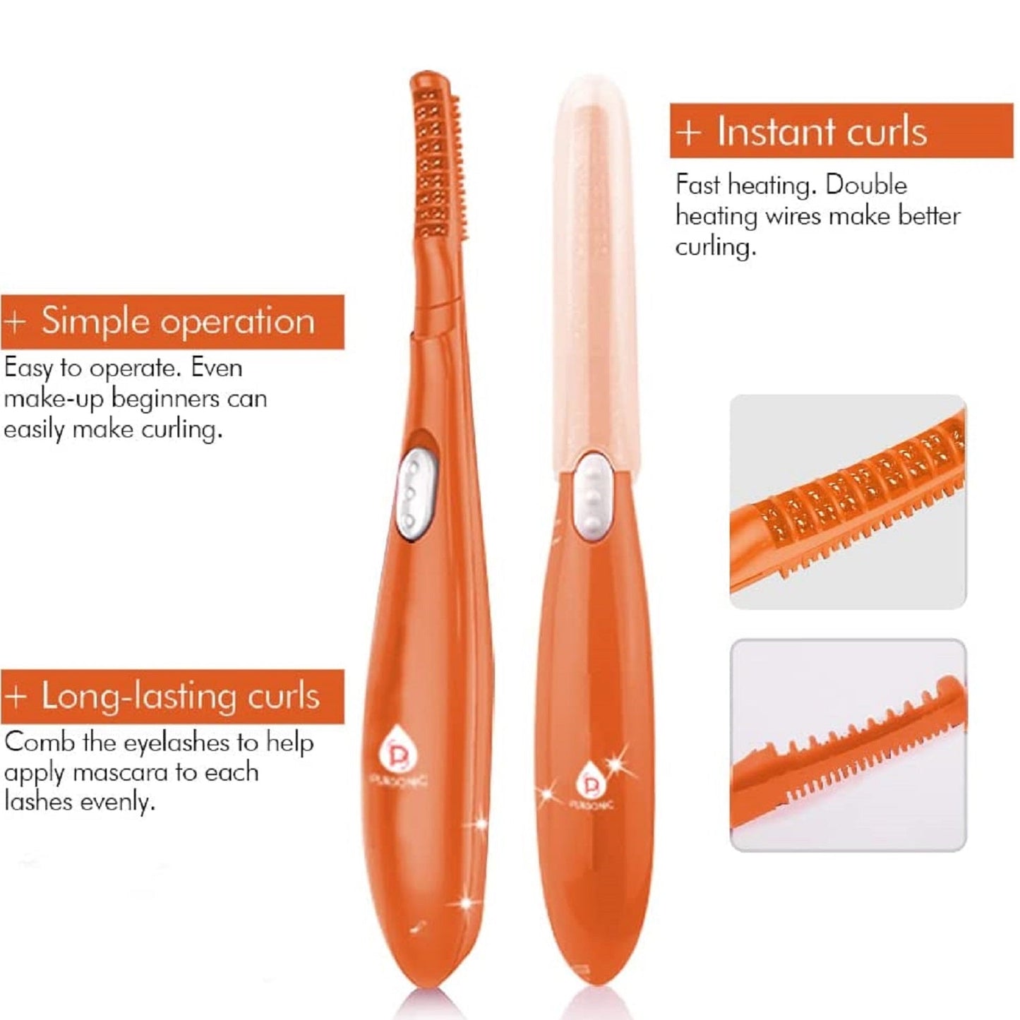 Heated Eyelash Curler With Comb, Provides Long Lasting Curl In Seconds - Pursonic - Little Red General Store