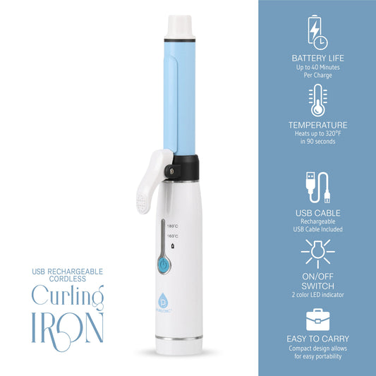 USB Rechargeable Cordless Curling Iron - Pursonic - Little Red General Store