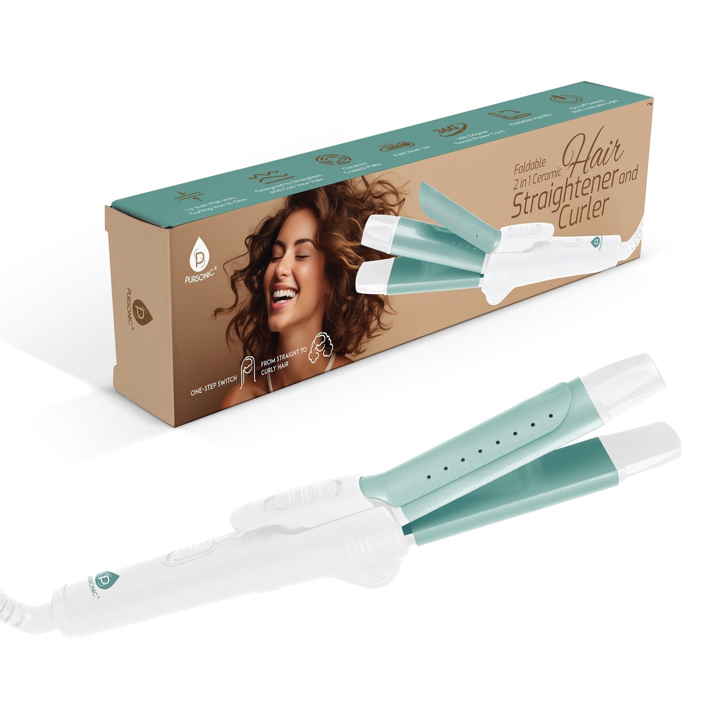 All - in - One Straightener and Curler: Compact, Foldable Design - Pursonic - Little Red General Store