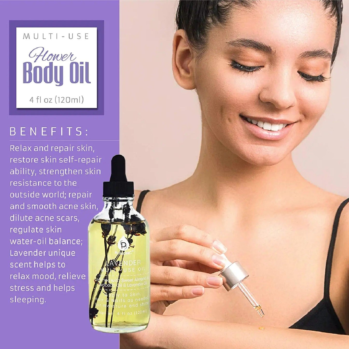 Lavendar Flower Multi Use Body Oils 4 Oz - Pursonic - Little Red General Store