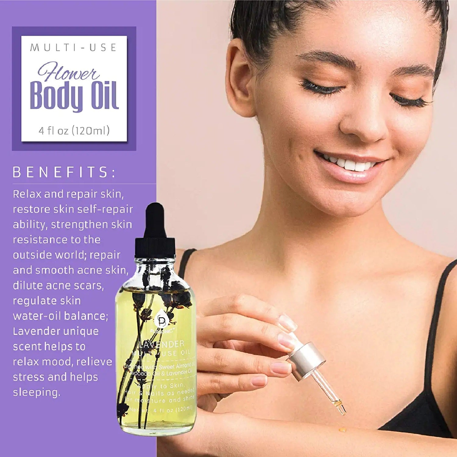 Lavendar Flower Multi Use Body Oils 4 Oz - Pursonic - Little Red General Store