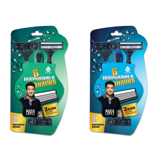 Mario Lopez 12 Disposable Razors Bundle - Green & Blue - Pursonic - Little Red General Store