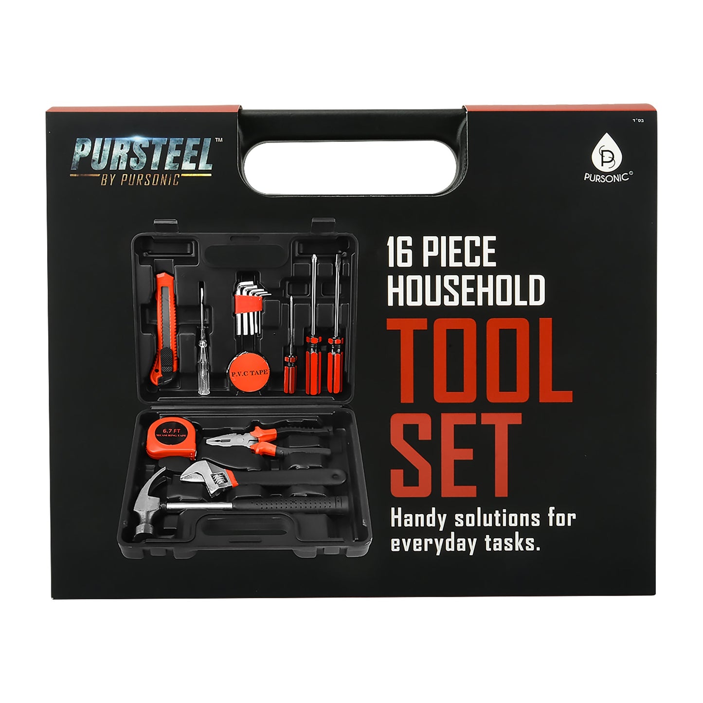 16 - Piece Household Handy Solutions Tool Kit - Pursonic - Little Red General Store