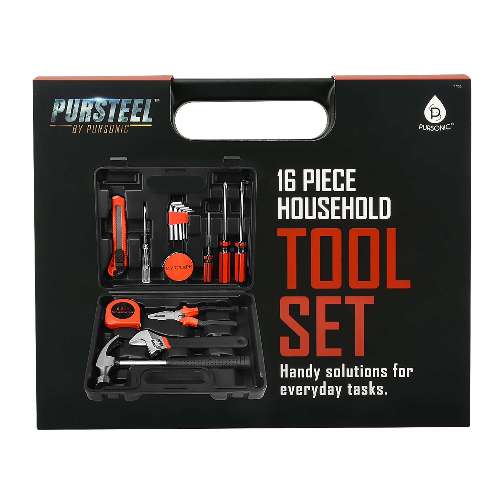 16 - Piece Household Handy Solutions Tool Kit - Pursonic - Little Red General Store