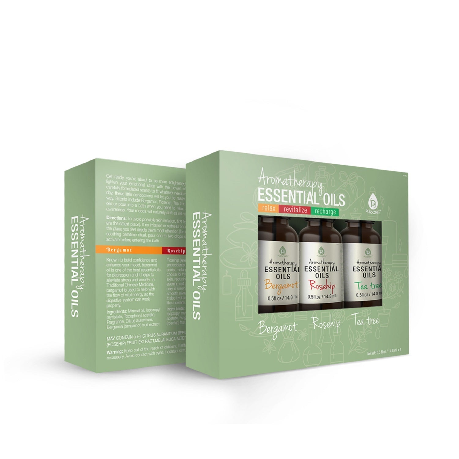 Aromatherapy Essential Oils (Bergamot, Rosehip, Tea Tree) - Pursonic - Little Red General Store