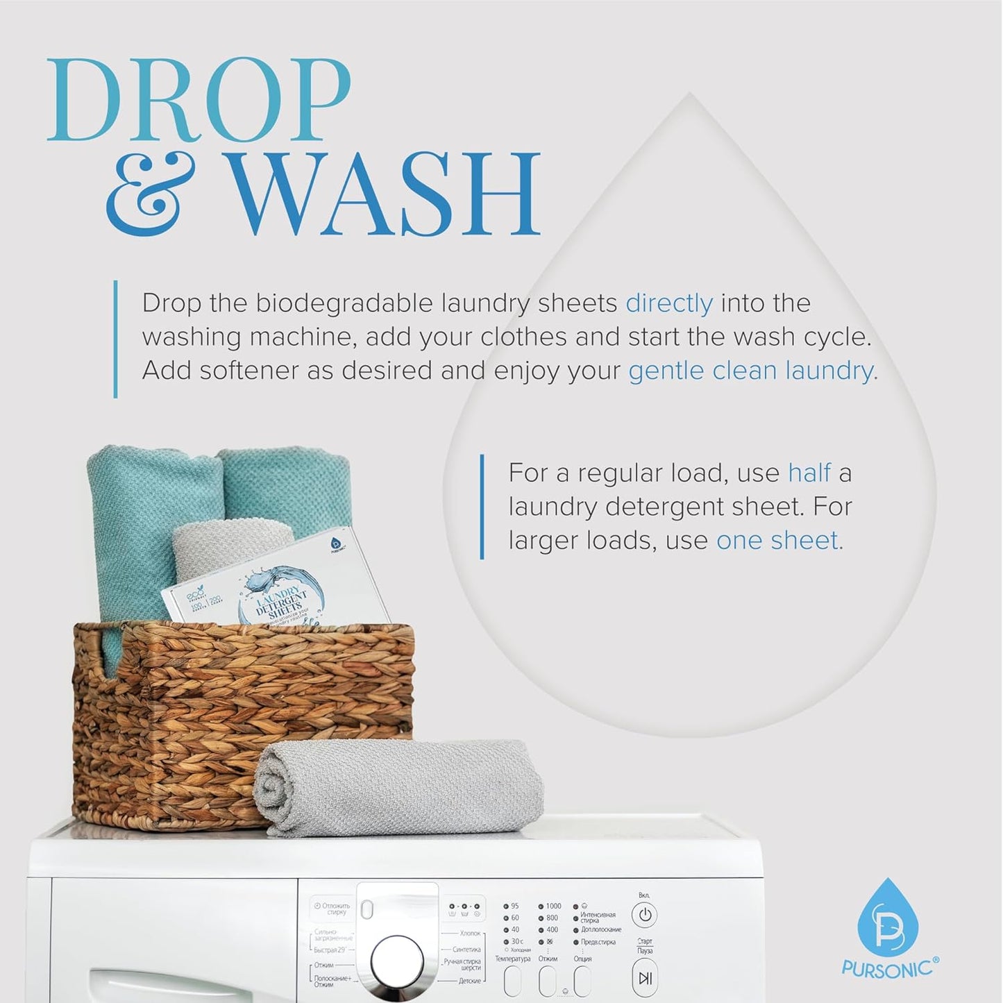 Natural Laundry Detergent Sheets ,Eco Friendly– Fresh Linen Scent - Pursonic - Little Red General Store