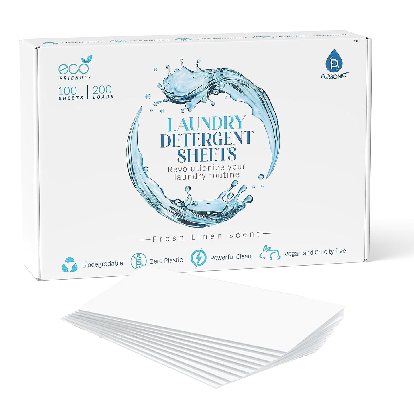 Natural Laundry Detergent Sheets ,Eco Friendly– Fresh Linen Scent - Pursonic - Little Red General Store