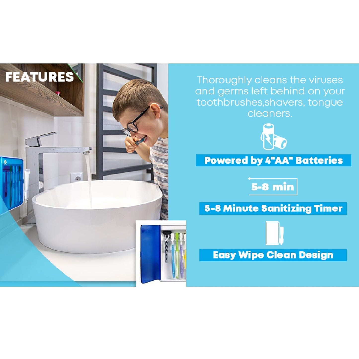 Wall Mountable Portable UV Toothbrush Sanitizer - Pursonic - Little Red General Store