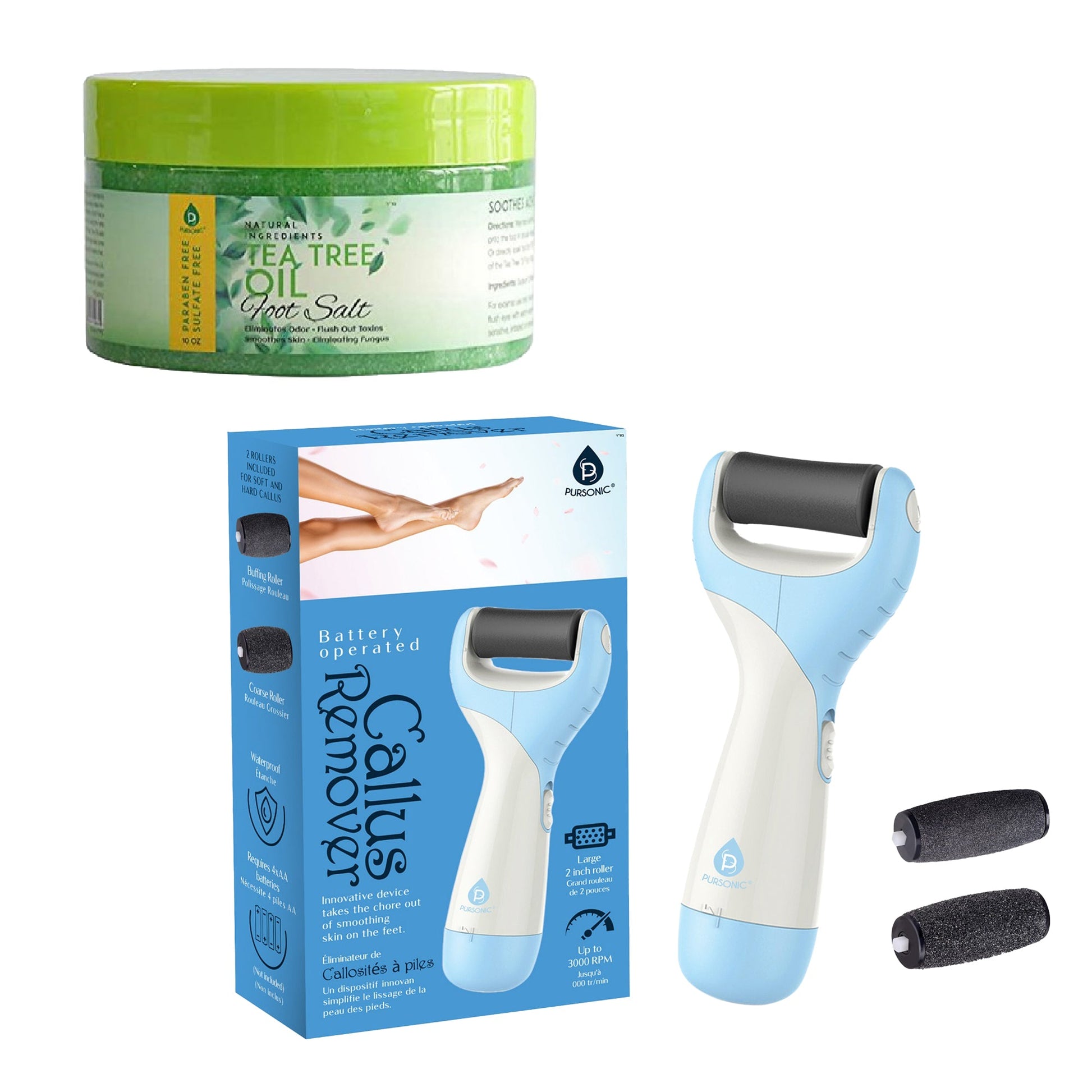 Pursonic Foot Care Bundle: Tea Tree Oil Foot Salt & Pedi Perfect Foot File - Pursonic - Little Red General Store
