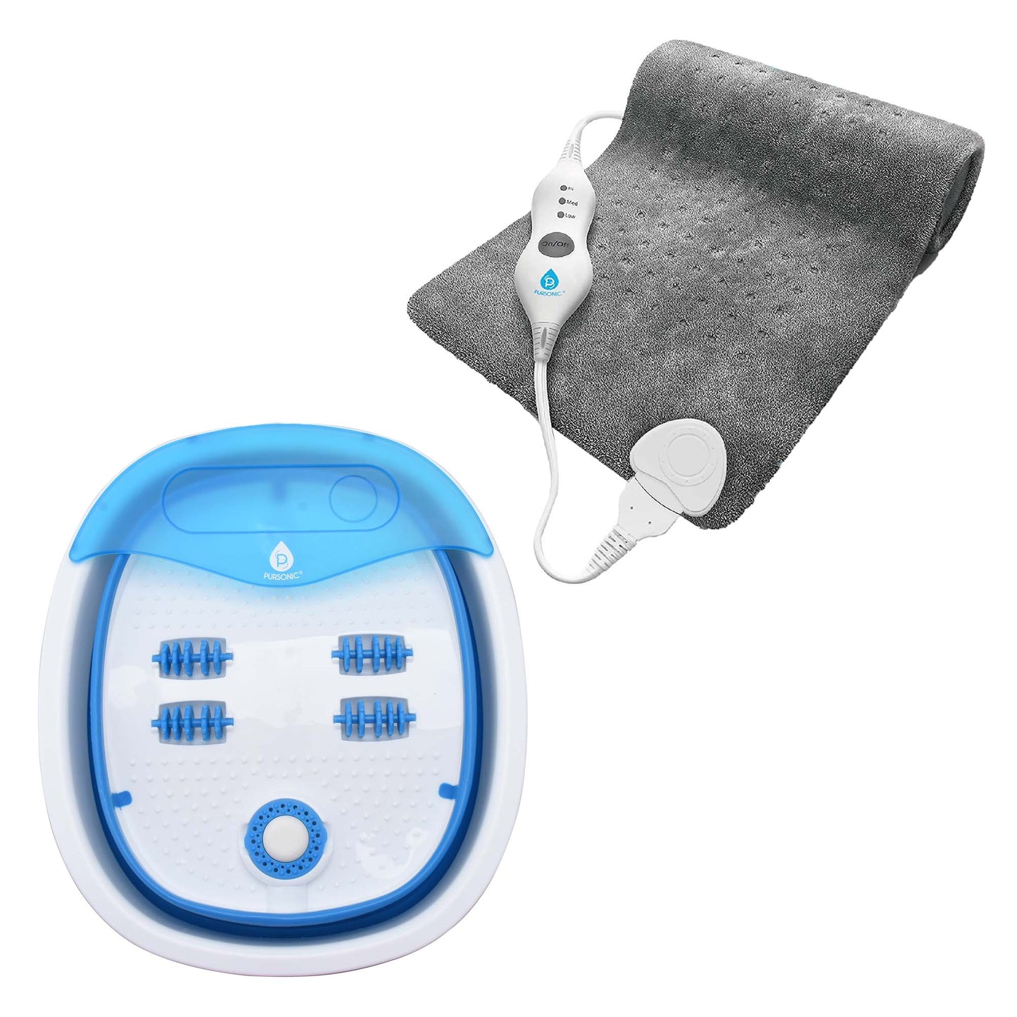 Home Comfort Bundle – Pursonic 3 - Setting Electric Heating Pad & Compact, Collapsible Footbath Spa Massager - Pursonic - Little Red General Store