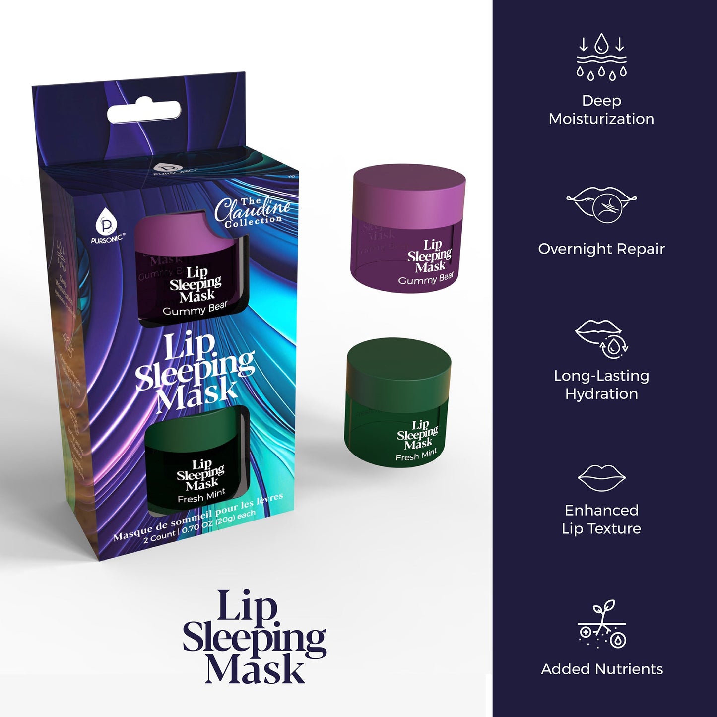 Lip Sleeping Mask 2 Pack - Gummy Bear & Fresh Mint - Pursonic - Little Red General Store