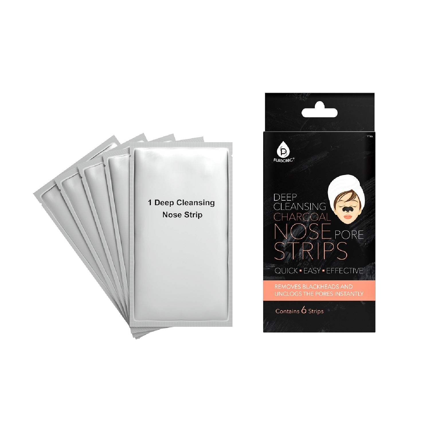6 pack Deep Cleansing Charcoal Nose Pore Strip - Pursonic - Little Red General Store