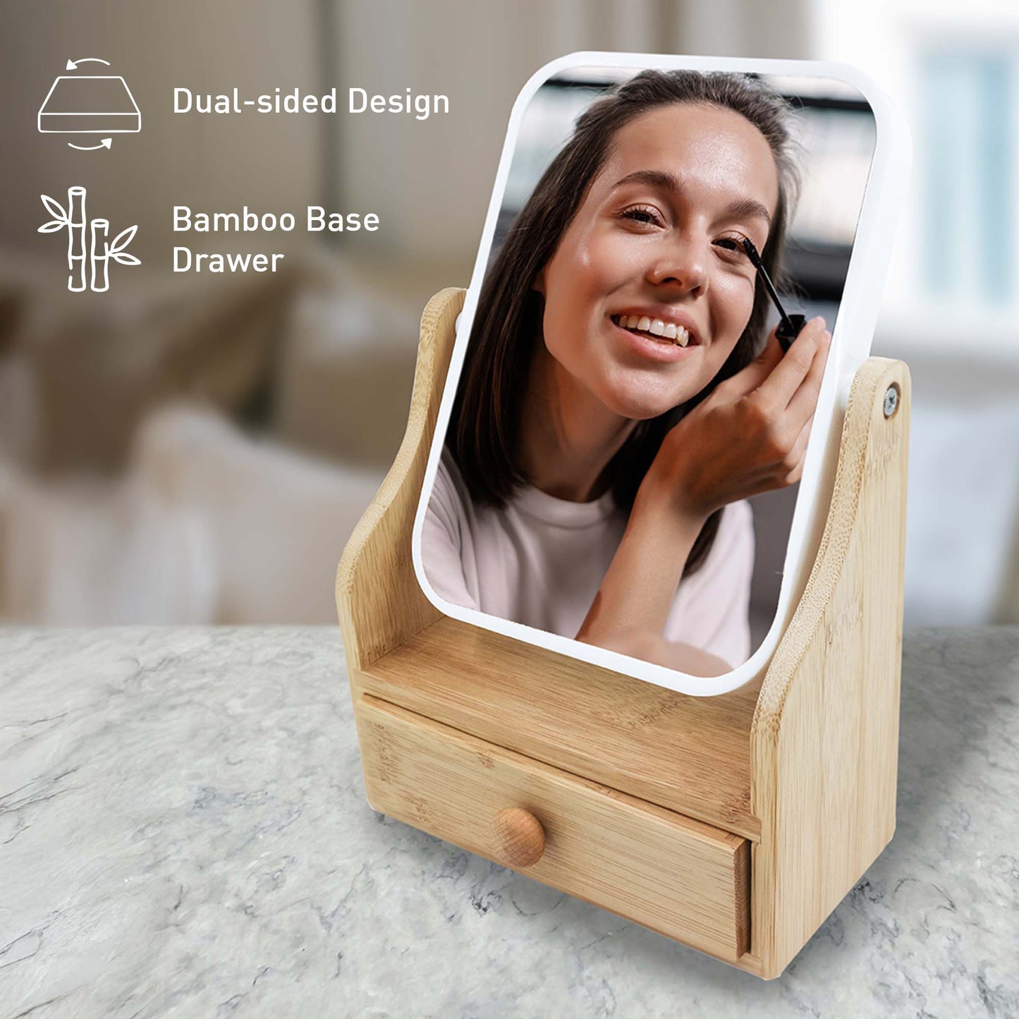 Pursonic Beauty Essentials Set – Studio Makeup Brush Set, Multi - Shape Sponges, and Dual - Sided Vanity Mirror with Bamboo Base - Pursonic - Little Red General Store