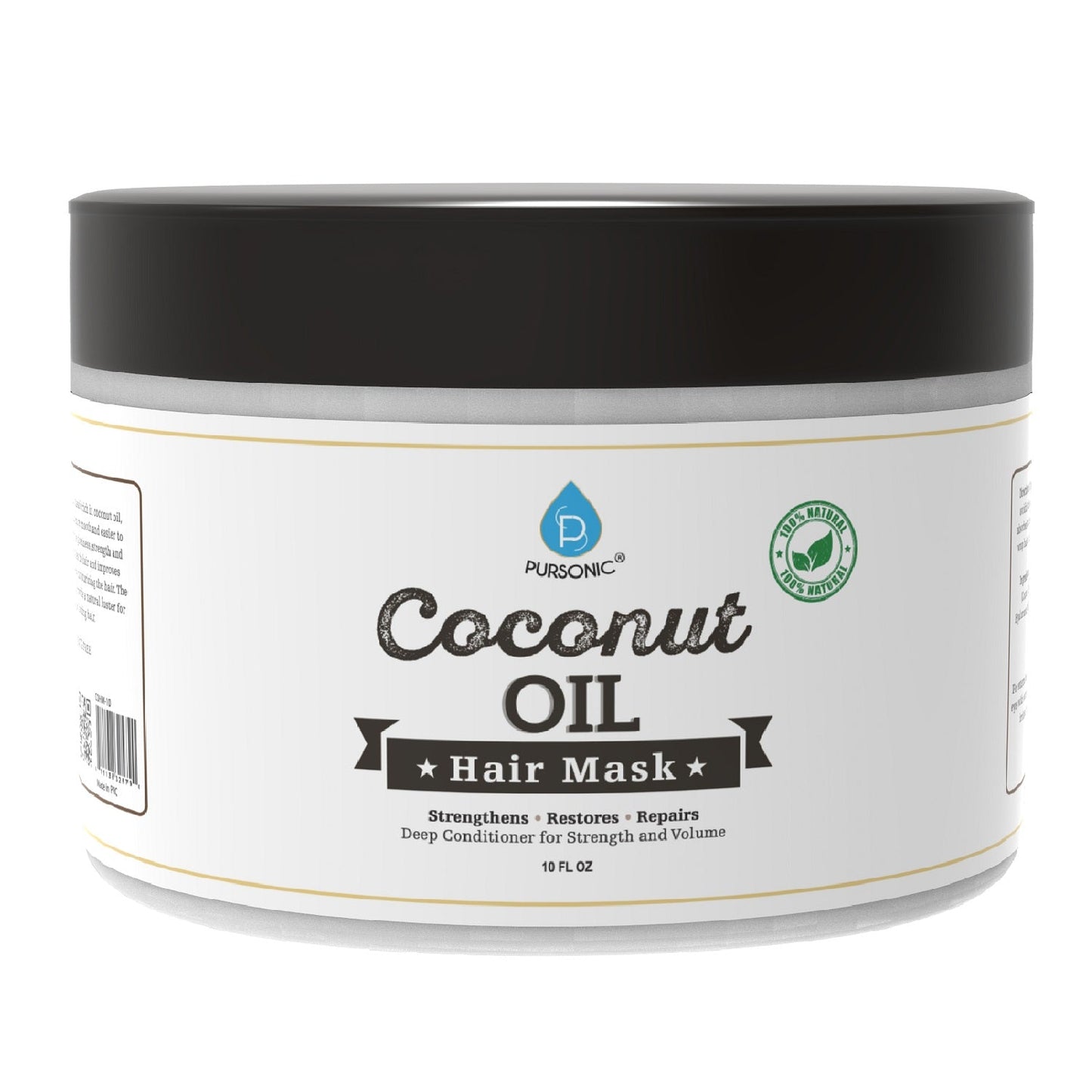 100% Natural Coconut Oil Hair Mask 10 Oz - Pursonic - Little Red General Store