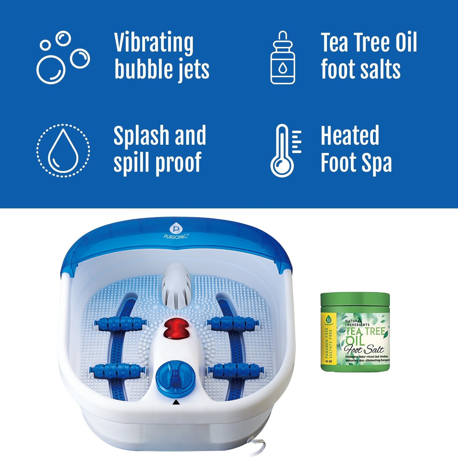Foot Spa Massager with Tea Tree Oil Foot Salt Scrub (Heating Function) - Pursonic - Little Red General Store