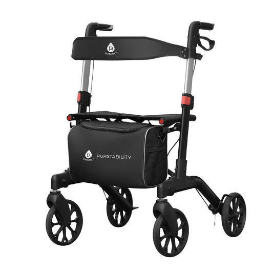 Foldable Wheeled Walker with Backrest and Bag - Adjustable Height, Lightweight, and Sturdy Design for Enhanced Mobility Support - Pursonic - Little Red General Store