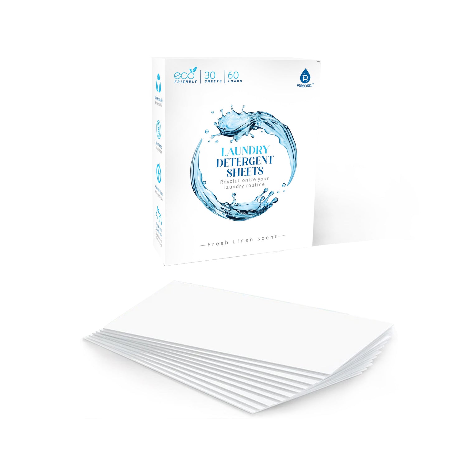Natural Laundry Detergent Sheets ,Eco Friendly– Fresh Linen Scent - Pursonic - Little Red General Store