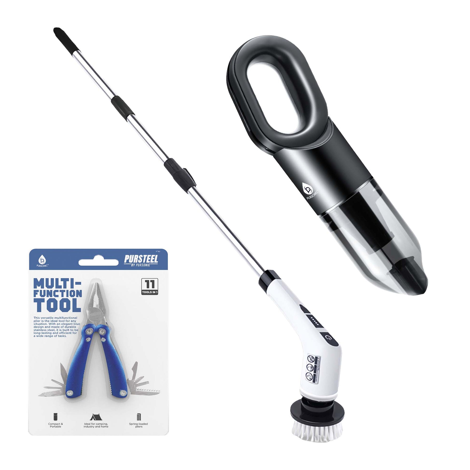 🏡 Ultimate Cleaning & Multi - Tool Bundle – Cordless Rechargeable Power Scrubber, Pursonic Handheld Vacuum & 11 - in - 1 Multifunction Tool! 🛠️✨ - Pursonic - Little Red General Store