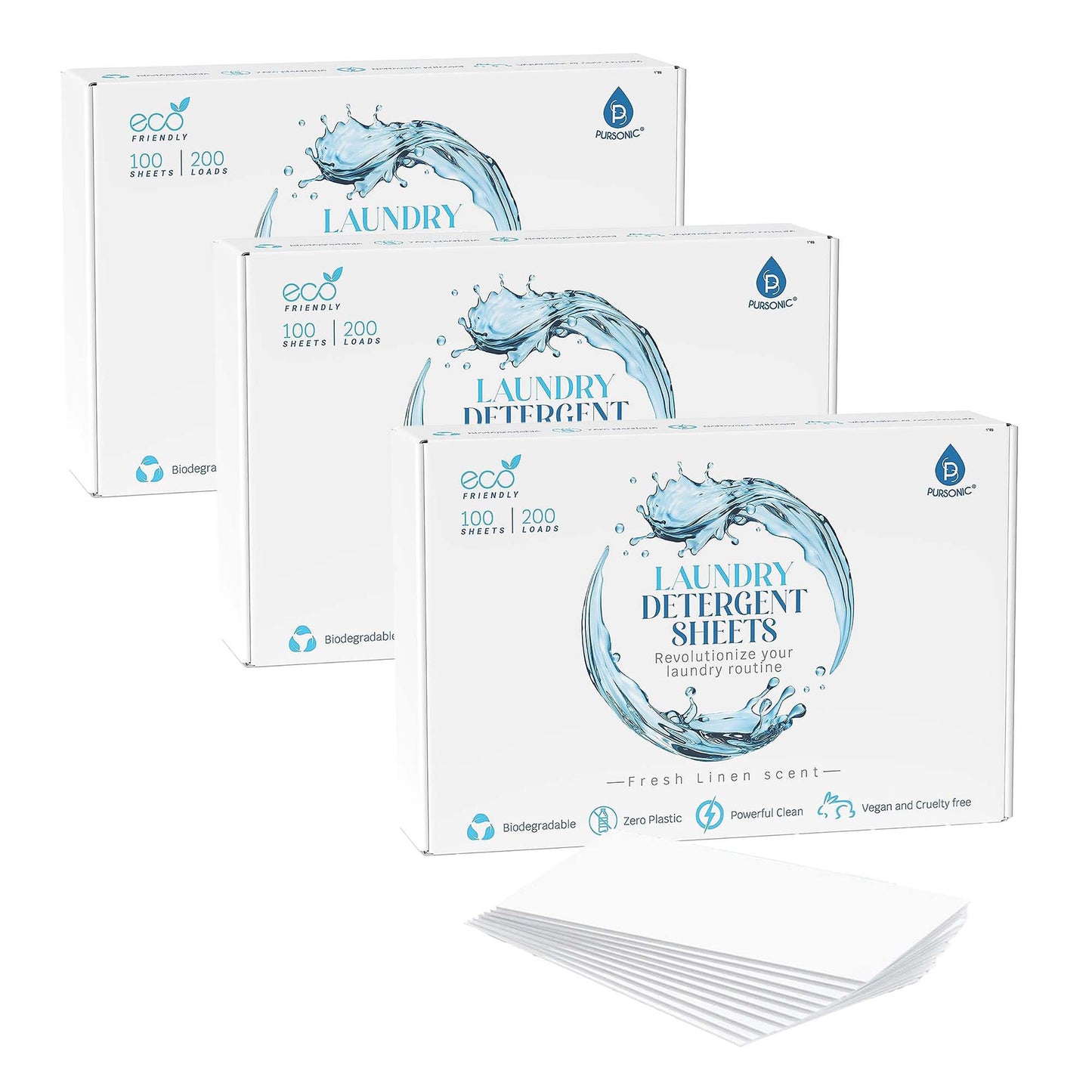 Natural Laundry Detergent Sheets ,Eco Friendly– Fresh Linen Scent - Pursonic - Little Red General Store
