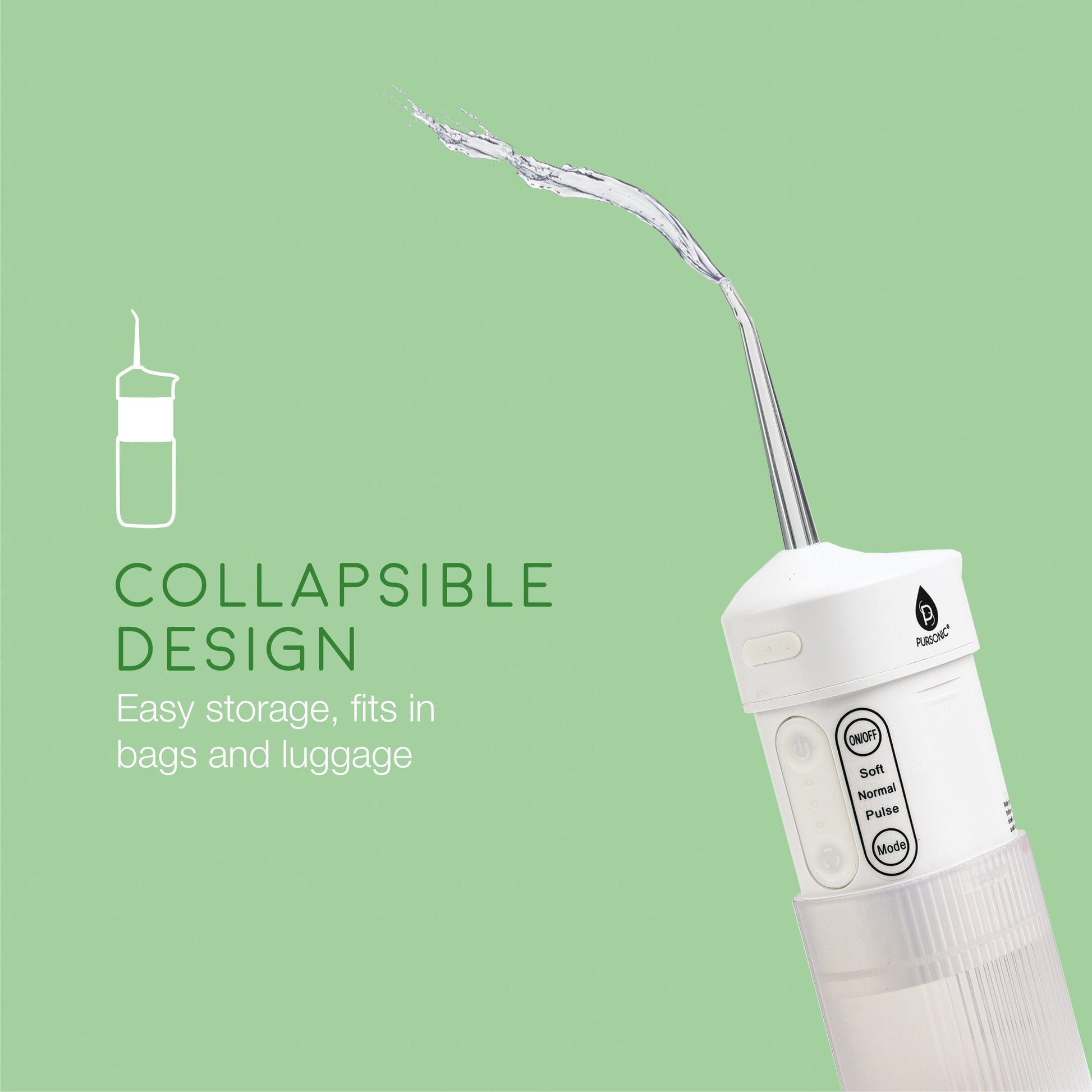 Portable USB Rechargeable Collapsible Water Flosser - Pursonic - Little Red General Store