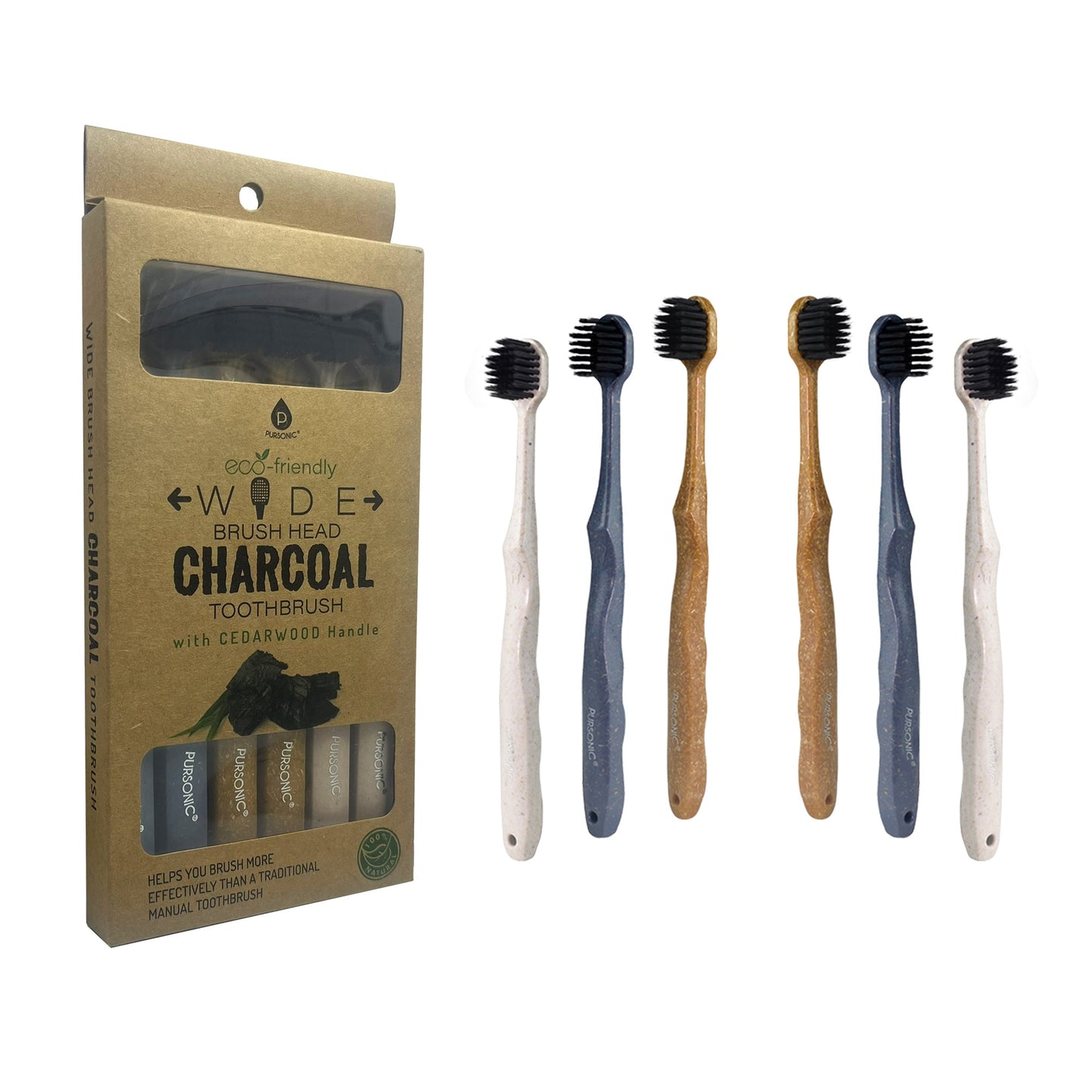 Wide Brush Head Charcoal Toothbrush - Pursonic - Little Red General Store