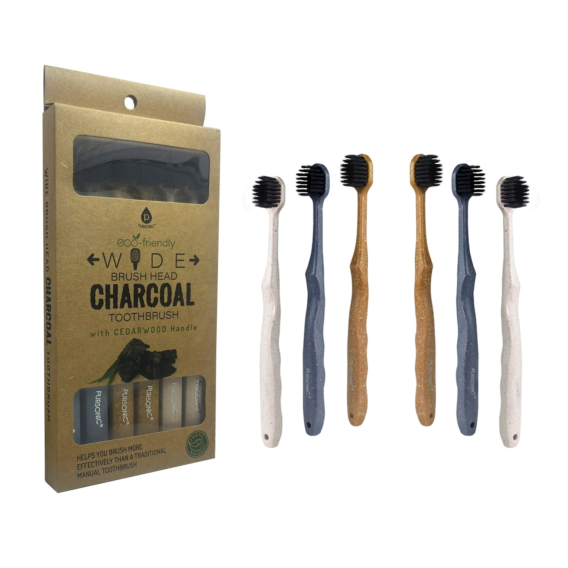 Wide Brush Head Charcoal Toothbrush - Pursonic - Little Red General Store