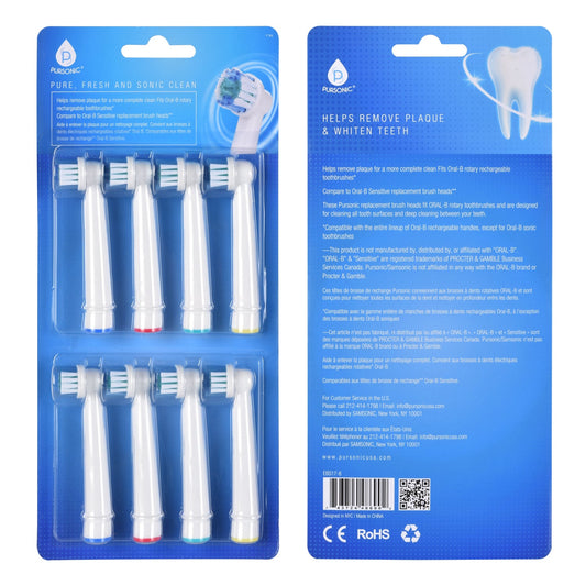 Pursonic 8 Pack Power Sensitive Replacement Brush Heads for Oral - B, 8 Count - Pursonic - Little Red General Store