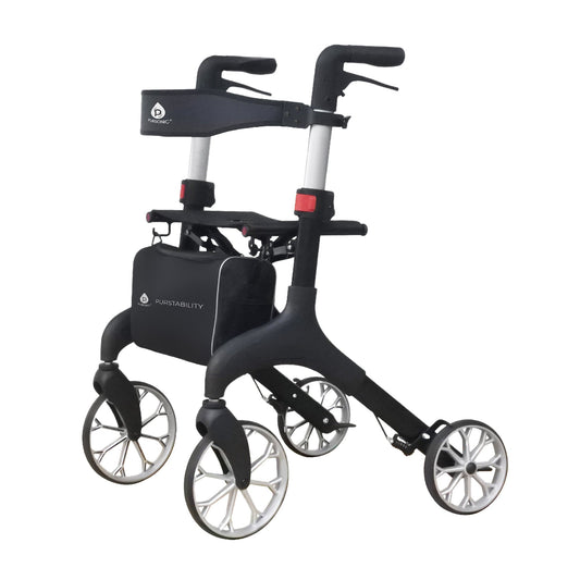 Foldable Wheeled Walker with Adjustable Height, 9 - Inch Front and 8 - Inch Rear Wheels, 300 lb Capacity - Pursonic - Little Red General Store