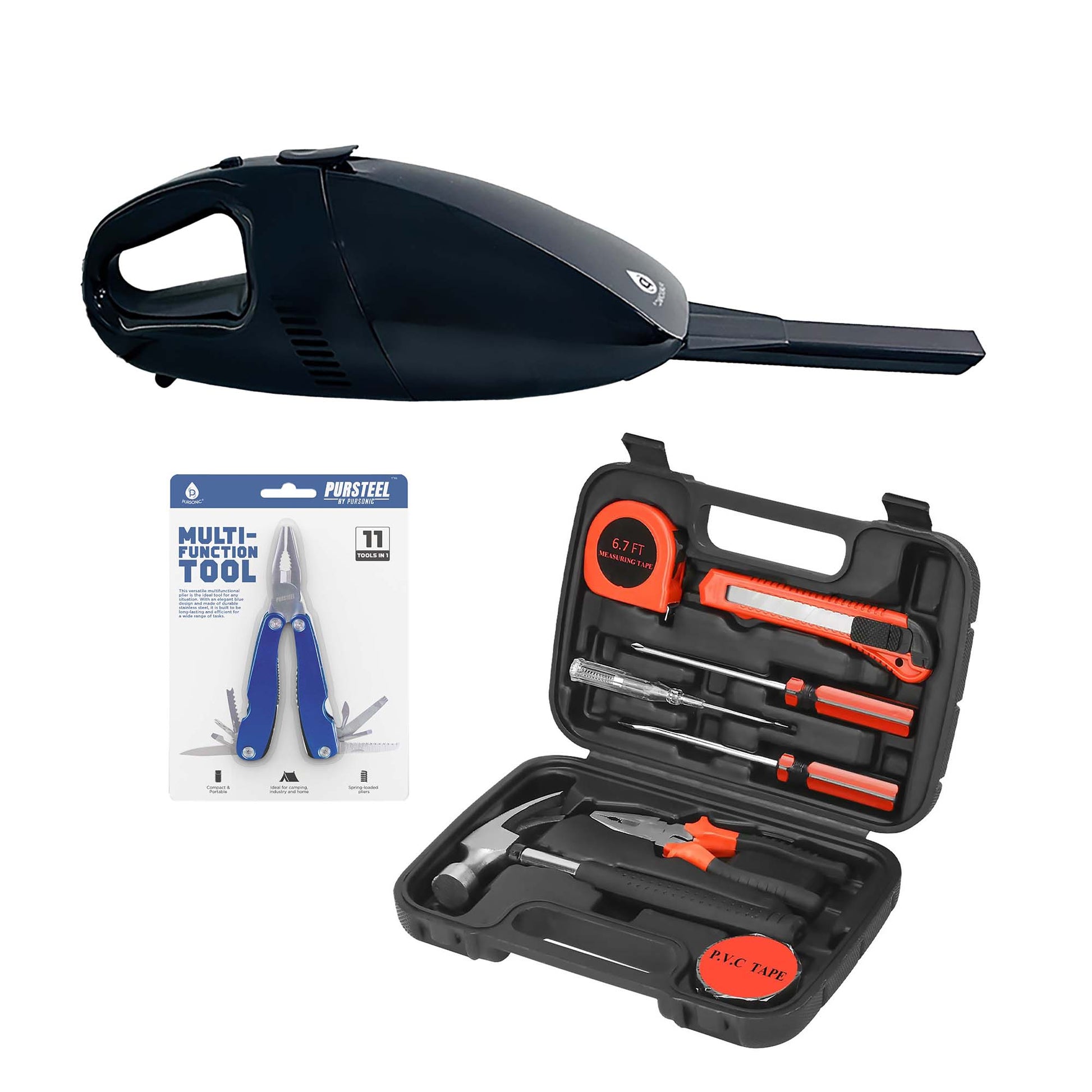 🛠️ Pursonic Car Vacuum, Handy Solutions 9 - Piece Tool Kit & 11 - in - 1 Multifunction Tool Bundle – The Ultimate Home & Auto Essential Set 🚗🔧 - Pursonic - Little Red General Store