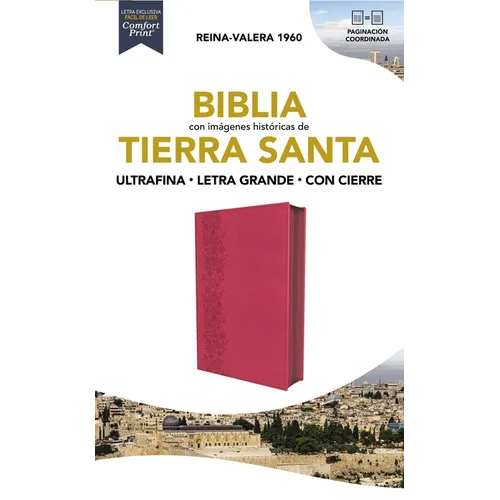 Rvr60, Santa Biblia, Tierra Santa, Letra Grande, Leathersoft, Fucsia, Con Cierre, Palabras de Jesús En Rojo, Comfort Print