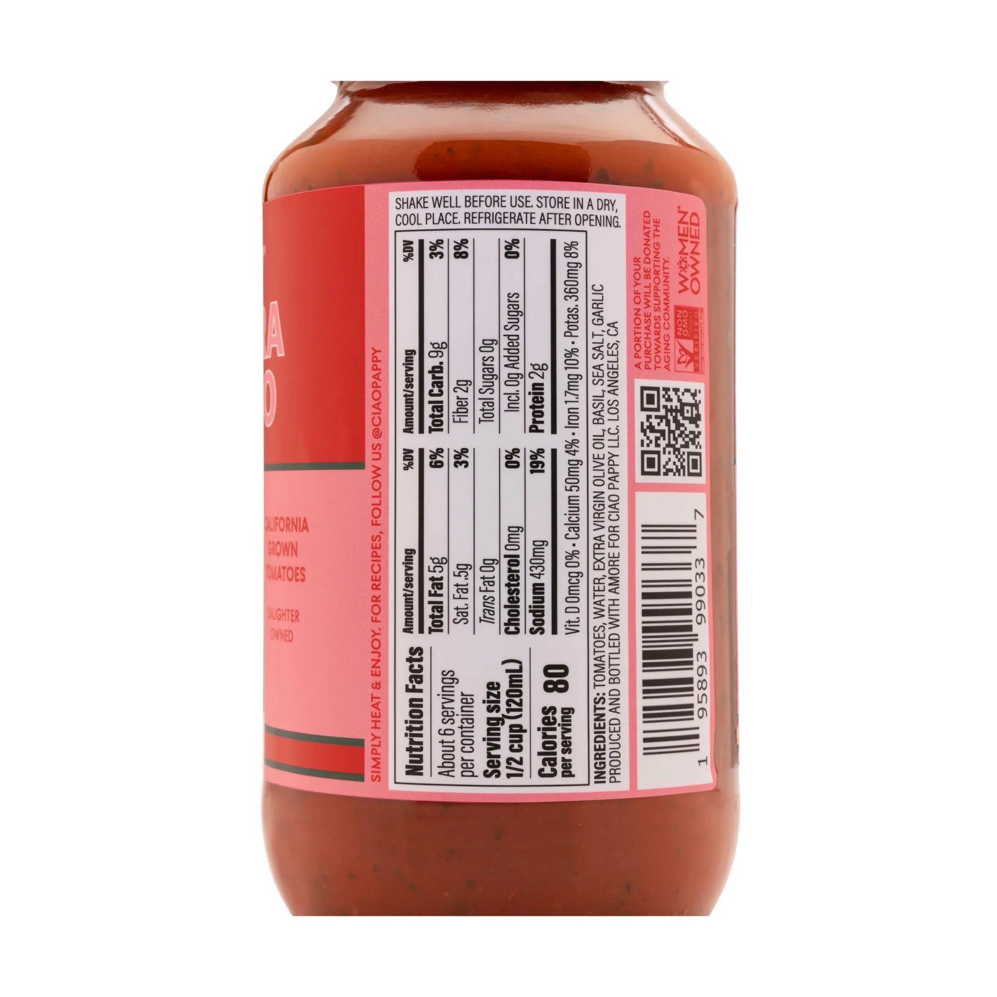 Ciao Pappy Marinara Classico bottle - 12 bottles case