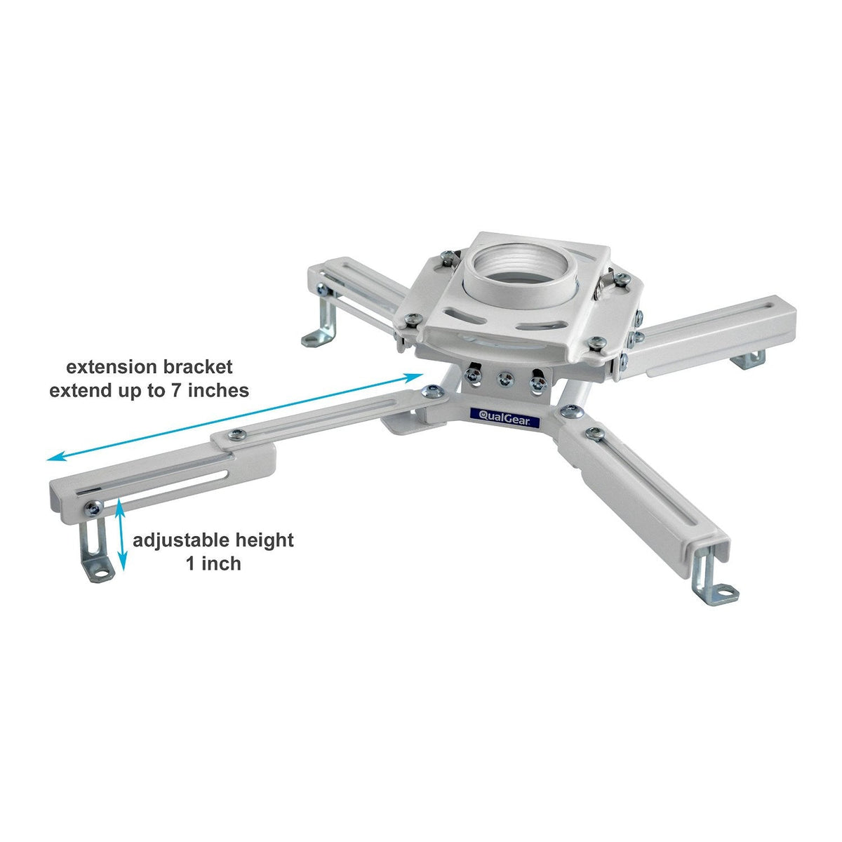 QualGear Drop Ceiling Projector Mount Kit, 2'x2', White, QG-KIT-S2-3IN-W